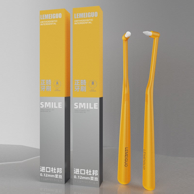 Orthodontic toothbrush with round and pointed tips, single bundle, wholesale, individually packaged, small head interdental brush, gap and cavity toothbrush, br - image 4