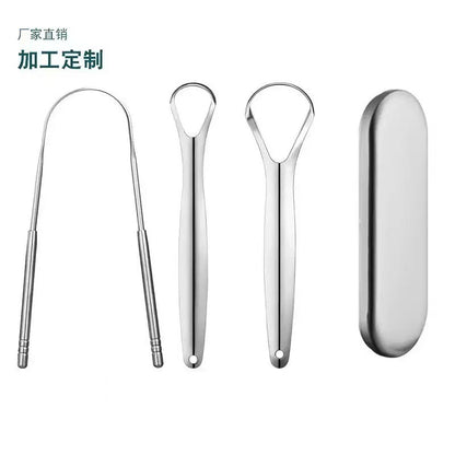 Amazon Stainless Steel Tongue Scraper Tongue Coating Cleaner for Bad Breath Removal, Tongue Cleaning Tool for Oral Hygiene - image 2