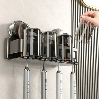 Manufacturer supplies suction cup toothbrush and cup storage rack, wall-mounted bathroom household toothbrush and dental accessory organizer - image 4
