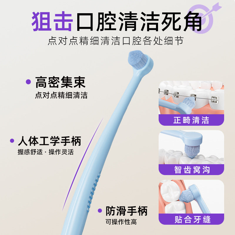 Single-tuft tapered small-head toothbrush, German-made rounded bristles for cleaning gaps, crevices, and hard-to-reach areas, orthodontic soft-bristle toothbrus - image 2