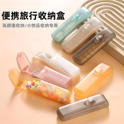Travel storage box, dental floss box, portable household pill organizer, mini toothpick storage box, portable ear pick and cotton swab holder - image 1