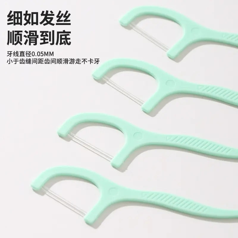 Disposable Mint Dental Floss, Plastic Convenient Oral Cleaning Mint Double-Thread Dental Floss, Boxed Arch-Shaped Dental Floss - image 4