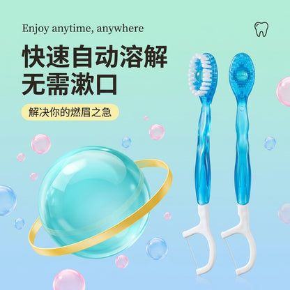 Disposable Toothbrush and Floss Set, Travel Portable Mini Tongue Cleaning Brush for Adults - image 1