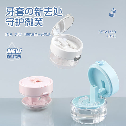 Automatic Lifting and Lowering Braces Box, Portable Invisible Braces Storage Box, Denture Cleaning Effervescent Retainer, Orthodontic Special Box - image 1