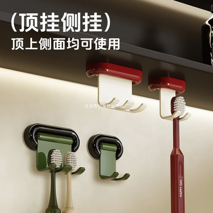 Wall-Mounted Toothbrush Holder for Home Use, No-Drill Electric Toothbrush Storage Rack, Traceless Vintage-Style Hanging Rack - image 1