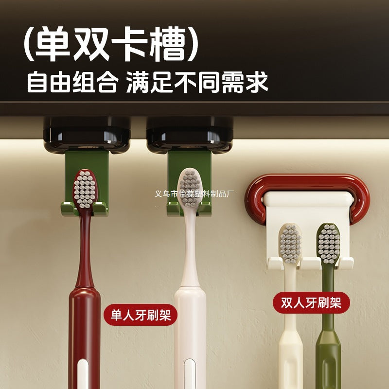 Wall-Mounted Toothbrush Holder for Home Use, No-Drill Electric Toothbrush Storage Rack, Traceless Vintage-Style Hanging Rack - image 4
