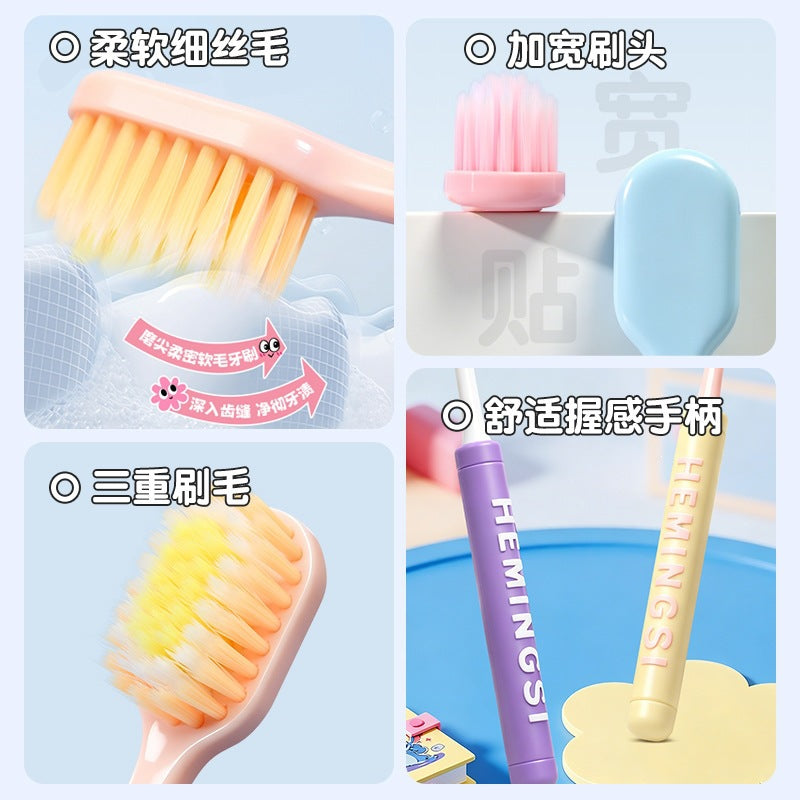 6-Pack Dopamine Adult Soft-Bristle Toothbrush with Cylindrical Non-Slip Handle, Gum-Protecting Wide Head, Suitable for Students, Couples, and Home Use - image 3
