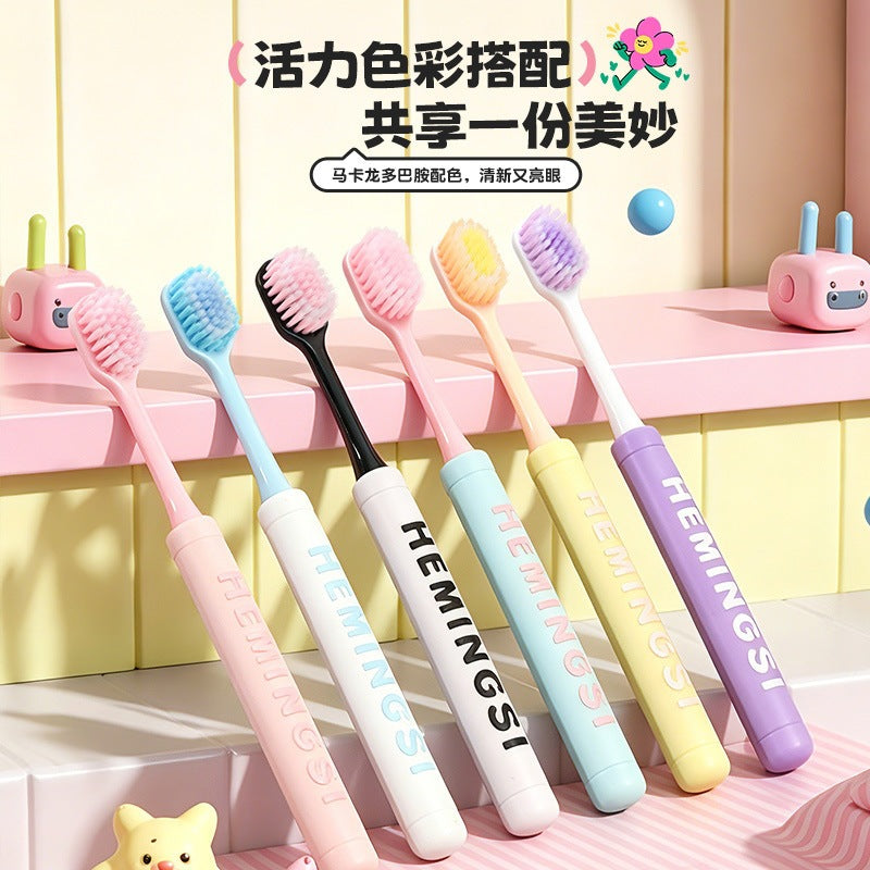 6-Pack Dopamine Adult Soft-Bristle Toothbrush with Cylindrical Non-Slip Handle, Gum-Protecting Wide Head, Suitable for Students, Couples, and Home Use - image 4