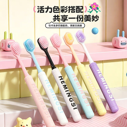 6-Pack Dopamine Adult Soft-Bristle Toothbrush with Cylindrical Non-Slip Handle, Gum-Protecting Wide Head, Suitable for Students, Couples, and Home Use - image 4