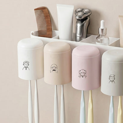 Toothbrush Holder, No-Drill Wall-Mounted New Model, Bathroom Mouthwash Cup, Toothpaste and Toothbrush Storage Rack, Bathroom Shelf - image 2