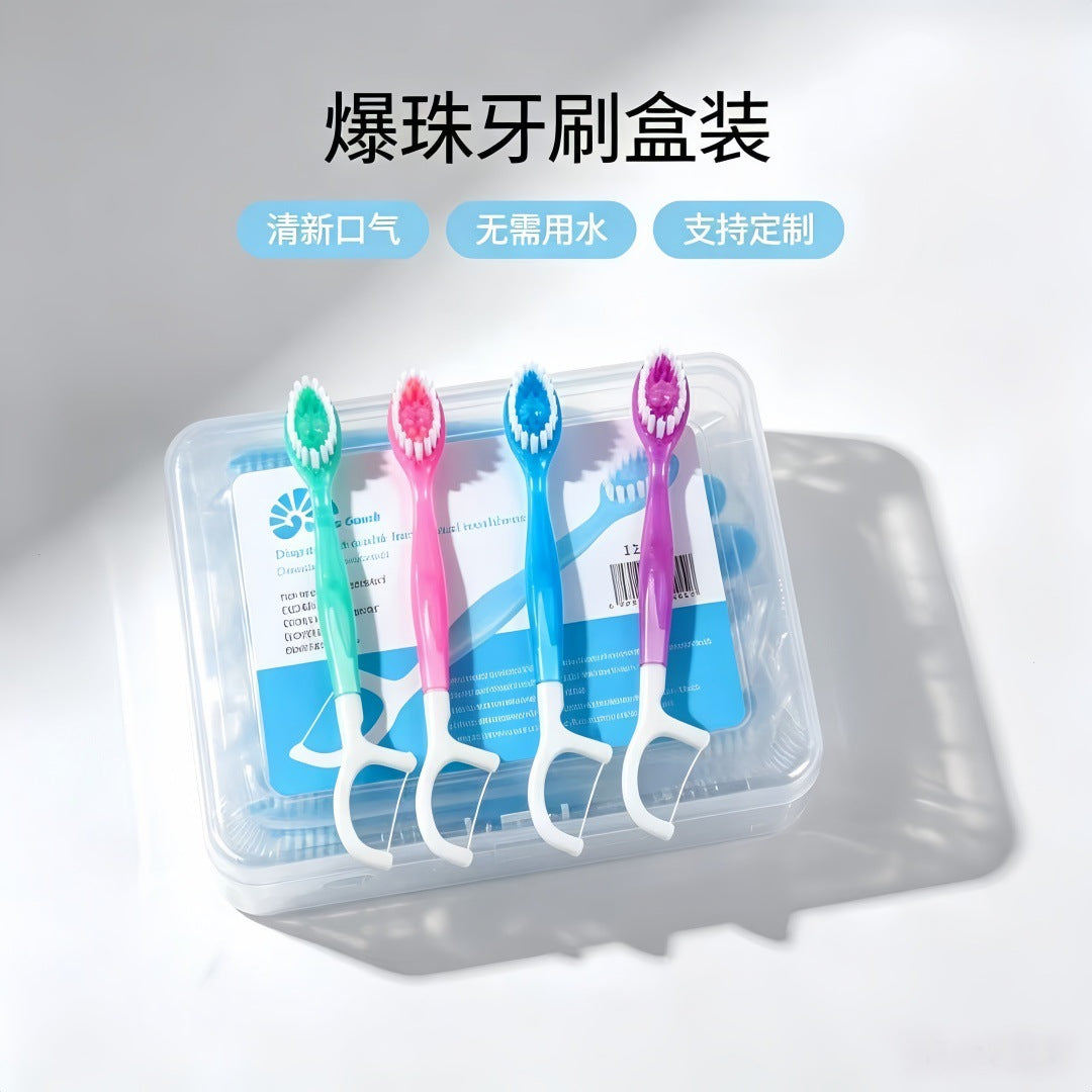 Disposable Boxed Toothbrush and Dental Floss Set, Travel Portable Adult Cleaning Tongue Scraper - image 1