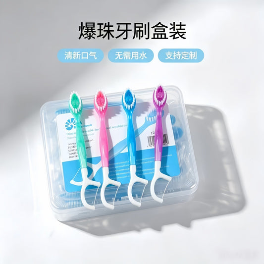 Disposable Boxed Toothbrush and Dental Floss Set, Travel Portable Adult Cleaning Tongue Scraper - image 1