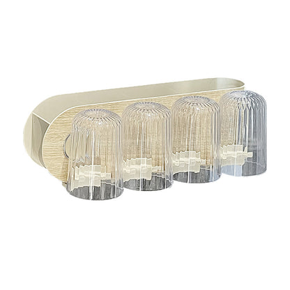 Cross-Border Wood Grain Toothbrush Holder Wall-Mounted Suction Cup Toothbrush and Toothpaste Bathroom Storage Rack Vintage Toiletry Storage Rack - image 5