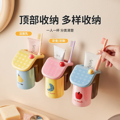 Factory direct dopamine toothbrush cup holder and wash cup set, magnetic no-drill wall-mounted mouthwash cup rack - image 3