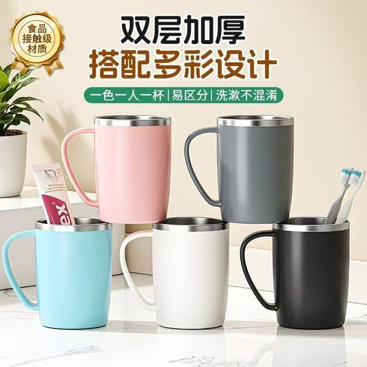 Stainless steel mouthwash cup, high-end toothbrush cup, dormitory home use wash cup, high aesthetic value, light luxury, student and couple style - image 1