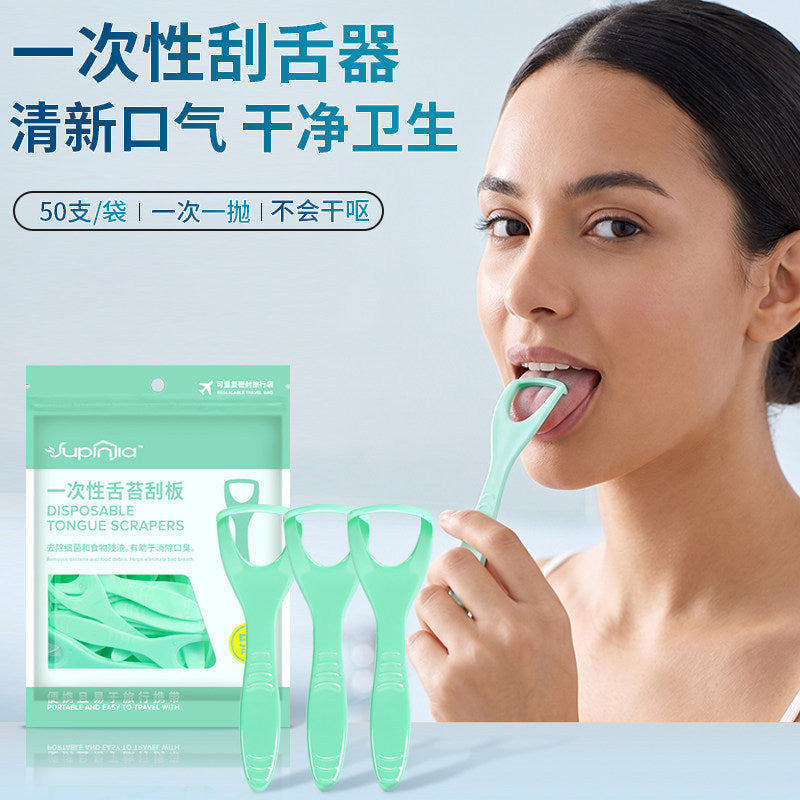 Disposable tongue cleaner, portable universal tongue scraper for women, oral odor remover, tongue brush scraper tool - image 1