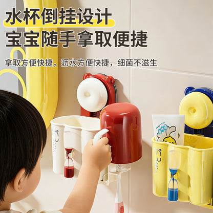 Sand Timer Children's Toothbrush Holder, No-Drill Suction Cup Wall-Mounted Bathroom Toothbrush and Rinse Cup Storage Rack - image 4