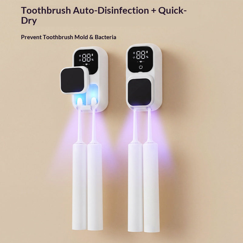 Cross-border toothbrush sterilizer, UV sensor sterilization box, electric drying compartment, no-drill storage rack for single or double use - image 2