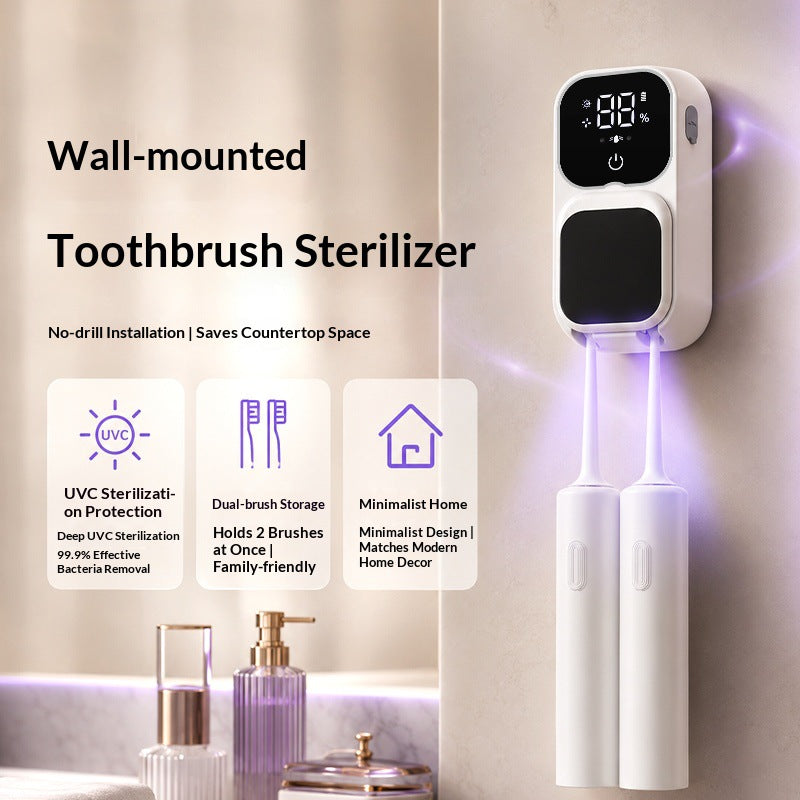 Cross-border toothbrush sterilizer, UV sensor sterilization box, electric drying compartment, no-drill storage rack for single or double use - image 3