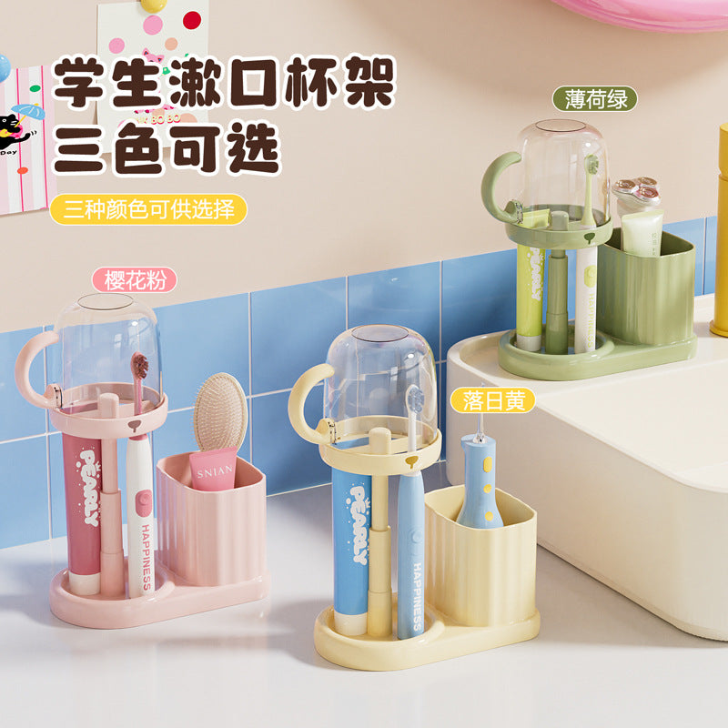 Dormitory toothbrush rack with drainage and moisture protection, toothbrush holder and mouthwash cup set, height-adjustable toothbrush holder - image 1