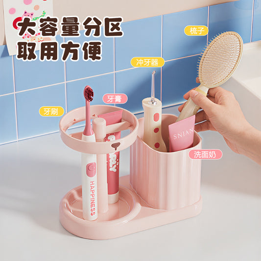 Dormitory toothbrush rack with drainage and moisture protection, toothbrush holder and mouthwash cup set, height-adjustable toothbrush holder - image 2