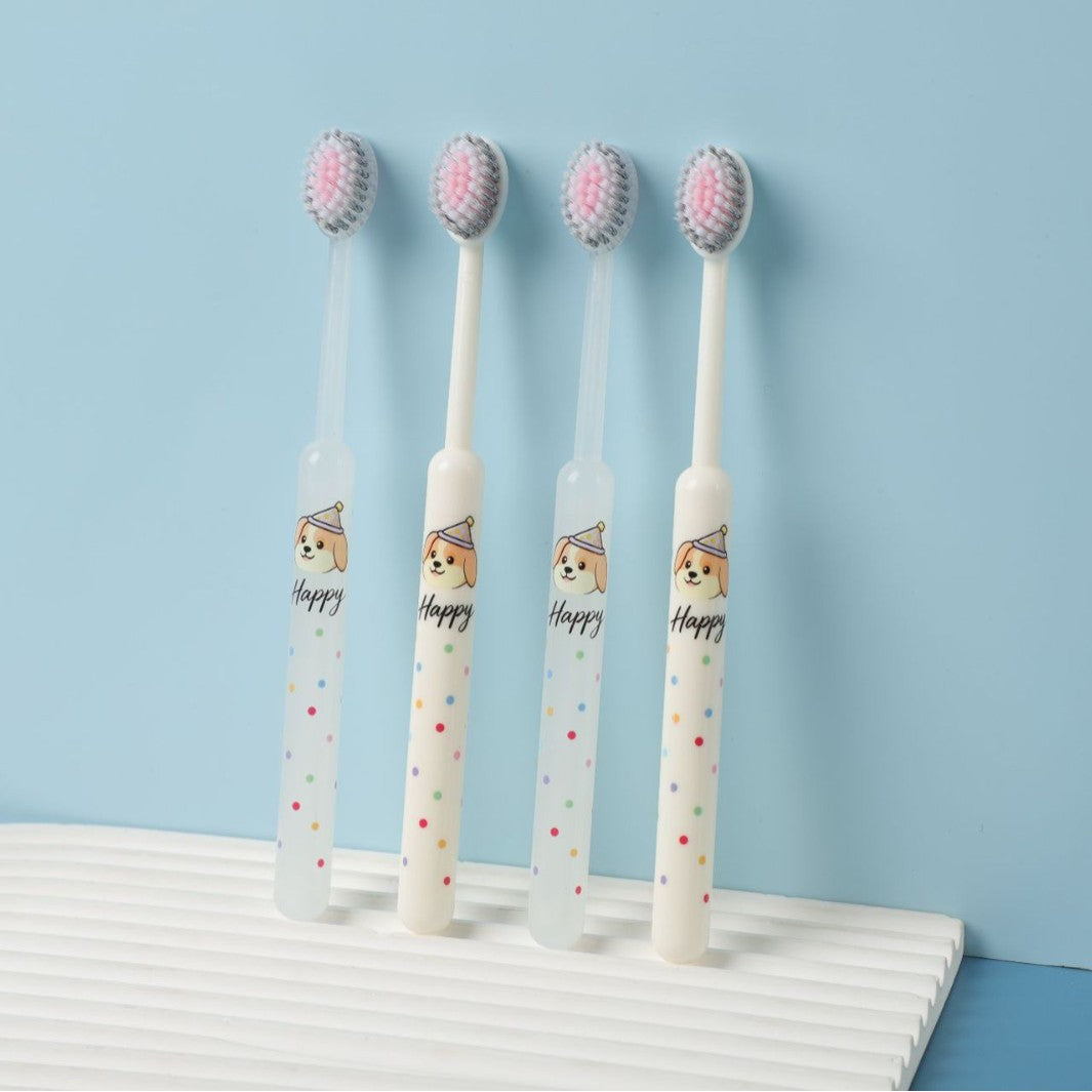 New Roman Column Spotted Puppy Mountain-Shaped Convex Wide-Head Soft-Bristle Toothbrush, High Aesthetic and Cute, Suitable for Couples and Family Use - image 2