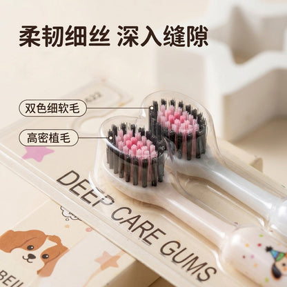 New Roman Column Spotted Puppy Mountain-Shaped Convex Wide-Head Soft-Bristle Toothbrush, High Aesthetic and Cute, Suitable for Couples and Family Use - image 3