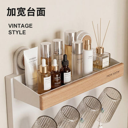Vintage-style toothbrush holder, no-drill wall-mounted bathroom electric toothbrush rack, mouthwash cup and makeup storage rack - image 4