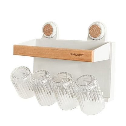 Vintage-style toothbrush holder, no-drill wall-mounted bathroom electric toothbrush rack, mouthwash cup and makeup storage rack - image 5