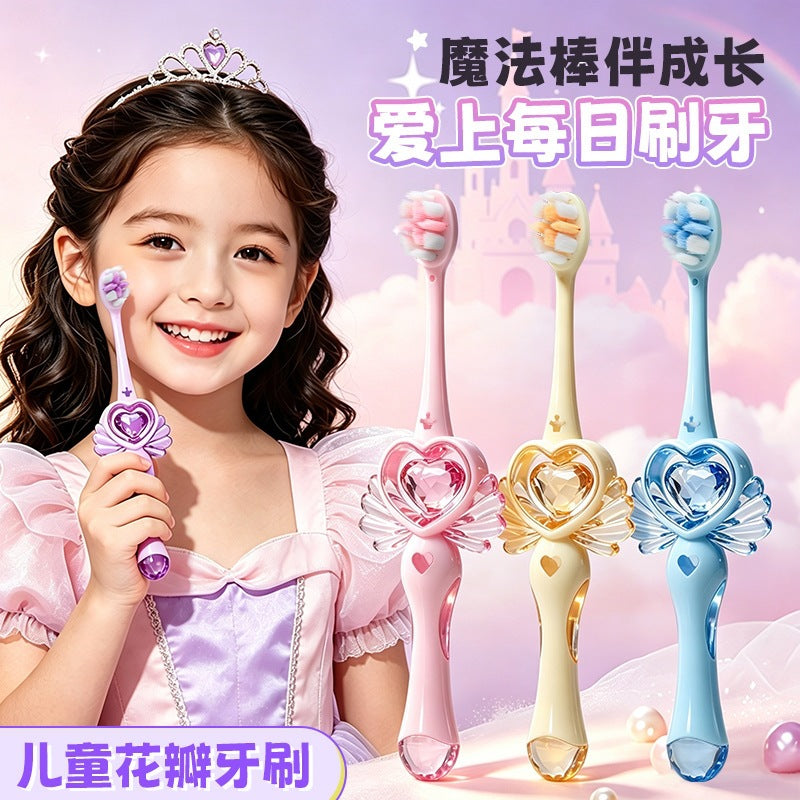 Children's Magic Wand Petal Soft Bristle Toothbrush for Girls 3-6-12 Years Old, Special for the Teething Period, Ultra-Fine Soft Bristle Gum Protection Brush He - image 1