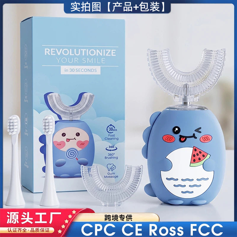 Cross-border children's electric toothbrush U-shaped for 2-6-12 year old kids, fully automatic waterproof sonic electric toothbrush for children - image 1