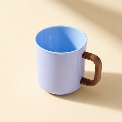 Cylindrical P.P plastic mouthwash cup with an attached handle and text pattern - view 4