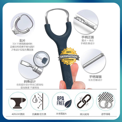 304 stainless steel tongue scraper, tongue cleaner, tongue scraper for bad breath removal, thick tongue coating oral cleaning and care tool - image 3
