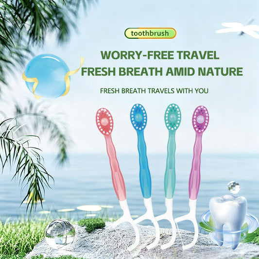 Cross-border English disposable mini pop-bead toothbrush, multifunctional dental floss, fresh breath, oral cleaning, travel portable - image 2
