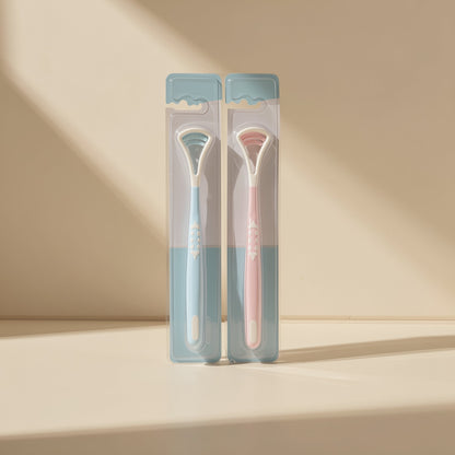 Silicone tongue cleaner with a brush and scraper for cleaning tongue coating - view 2