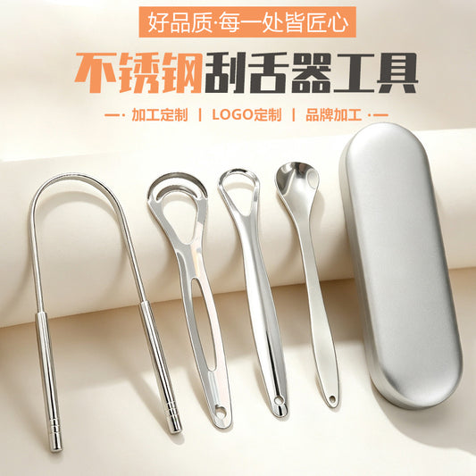 Directly from the manufacturer, stainless steel tongue scraper for adults, oral cleaner, bad breath remover, tongue scraper, tongue coating cleaner - image 1