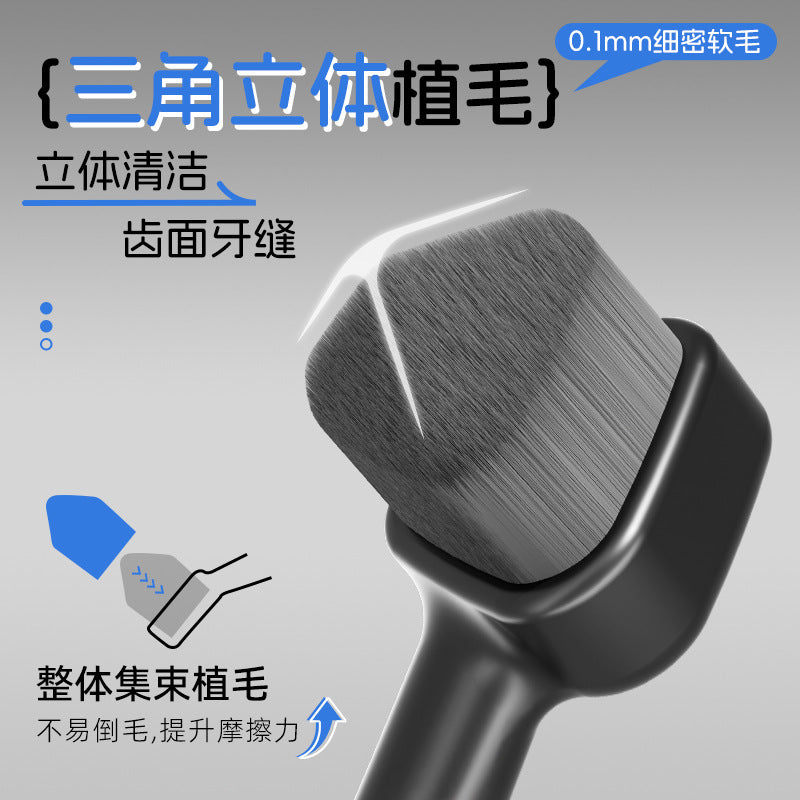 Triangular three-dimensional single-bristle small-head toothbrush for orthodontic use, soft bristles, curved neck, single-pack toothbrush, available for direct - image 2