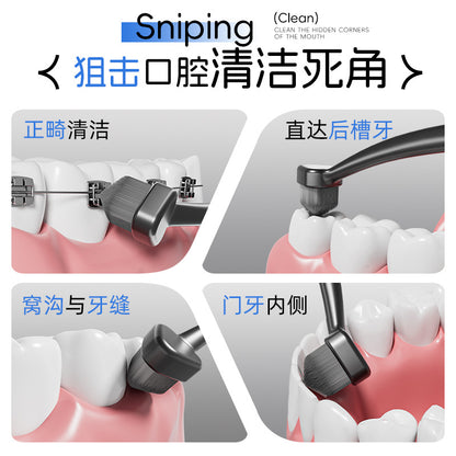 Triangular three-dimensional single-bristle small-head toothbrush for orthodontic use, soft bristles, curved neck, single-pack toothbrush, available for direct - image 3
