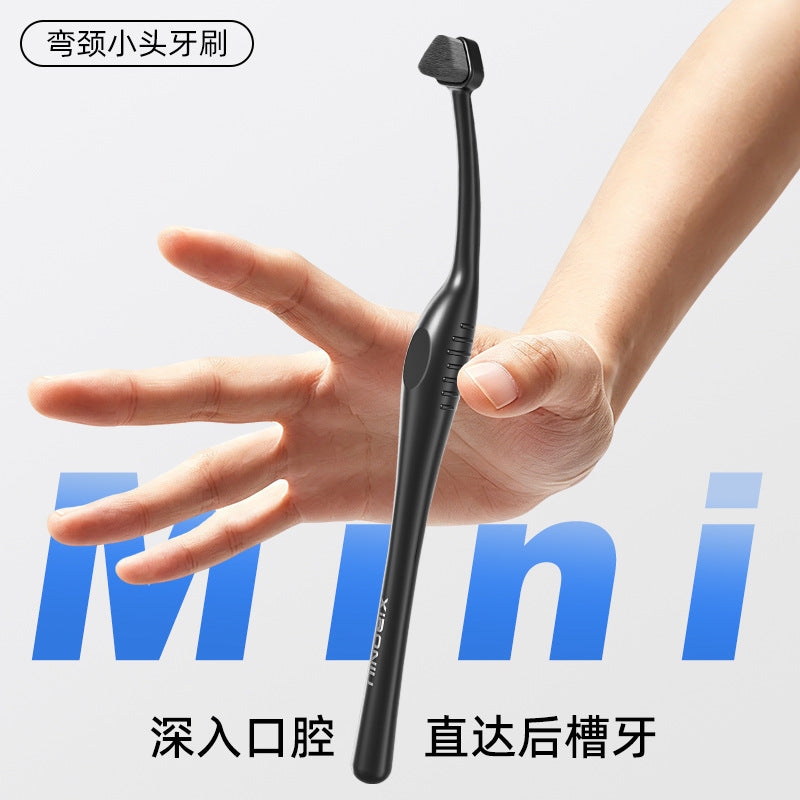 Triangular three-dimensional single-bristle small-head toothbrush for orthodontic use, soft bristles, curved neck, single-pack toothbrush, available for direct - image 4