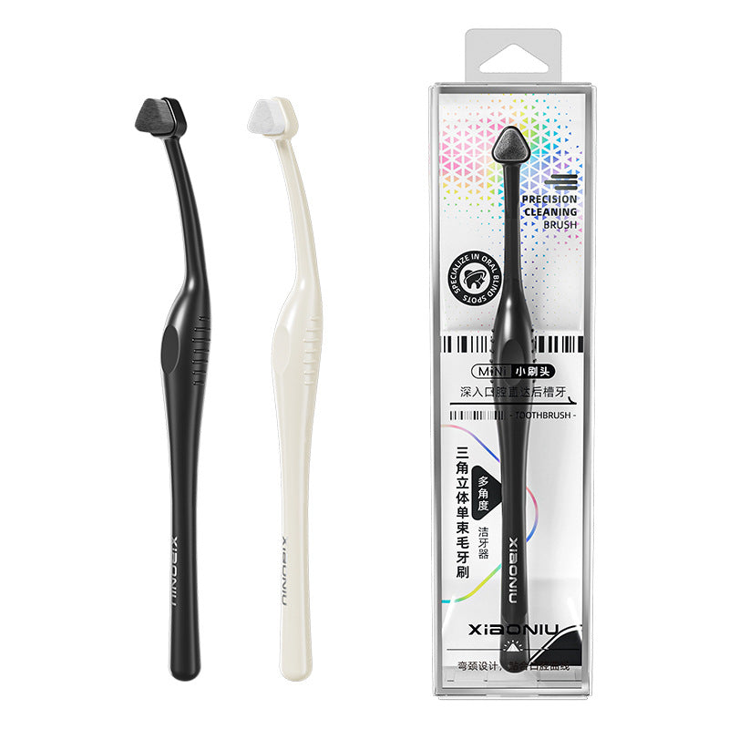 Triangular three-dimensional single-bristle small-head toothbrush for orthodontic use, soft bristles, curved neck, single-pack toothbrush, available for direct - image 5