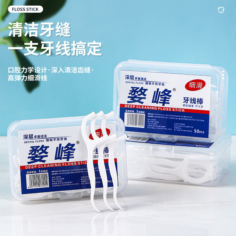 Multifunctional dental floss, portable boxed stick for oral cleaning, plastic gum protector only - image 1