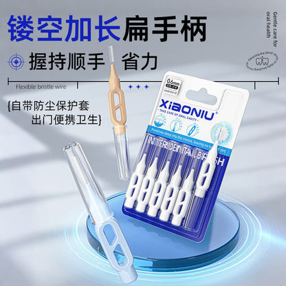 xiaoniu DuPont Type I Interdental Brush 6-Pack, Hollow Flat Design, Easy to Grip, Specialized for Orthodontic Care - image 3