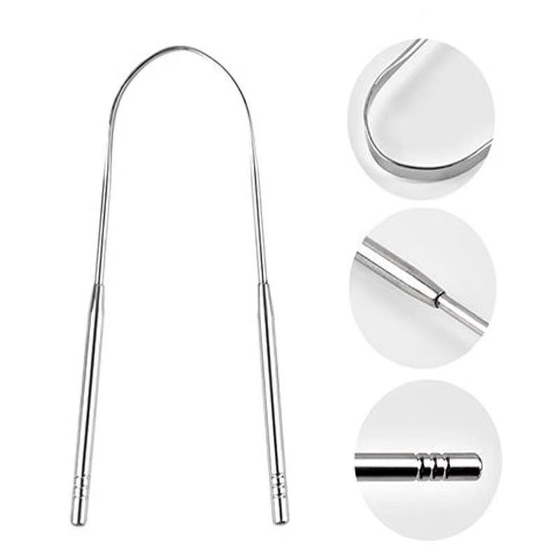 Stainless steel tongue scraper, tongue cleaner, tongue cleaning tool, tongue brush, oral hygiene tool, packaged in a cloth bag and color box - image 4