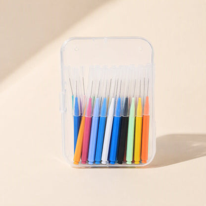 Straight-line manual interdental brush for cleaning between teeth