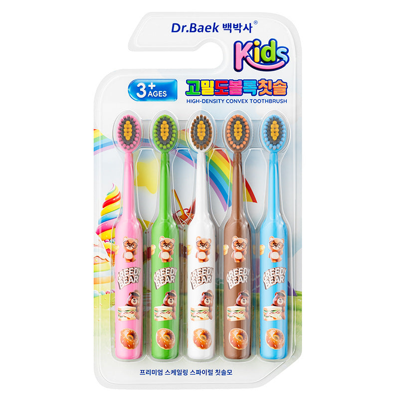 Korean brand children's toothbrush with soft bristles for ages 6-12, featuring an olive-shaped head and a cute cartoon design - image 5