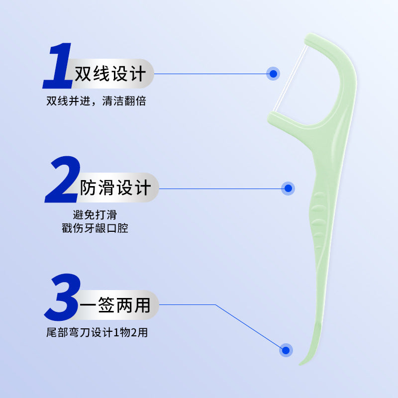 Dual-line fluoride antibacterial dental floss, 50 pieces in a box, oral gap cleaning and care, disposable dental floss sticks, in stock from the manufacturer - image 3