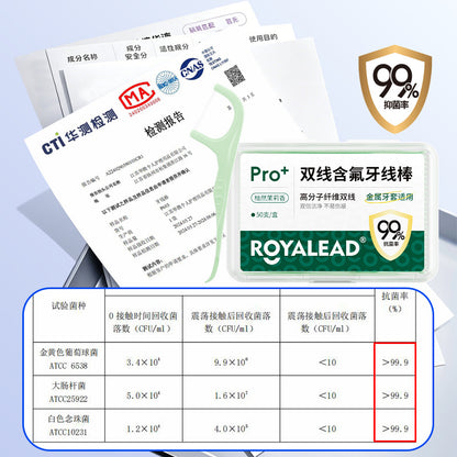 Dual-line fluoride antibacterial dental floss, 50 pieces in a box, oral gap cleaning and care, disposable dental floss sticks, in stock from the manufacturer - image 4