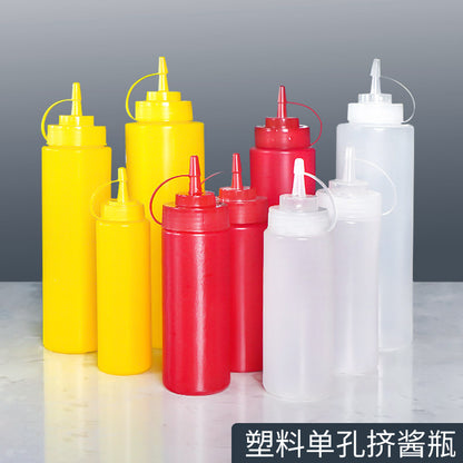 in stock plastic squeeze sauce bottle pointed mouth salad oil bottle sauce jam pot soy sauce vinegar salad bottle three-color 8124 Ann - image 1