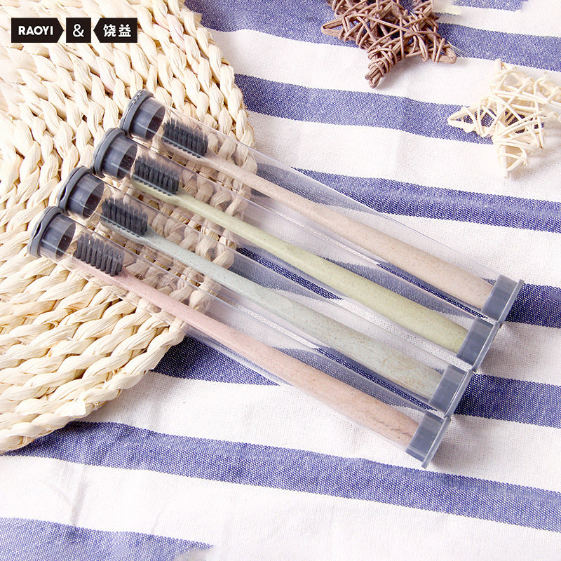 Cross-border South Korea bamboo charcoal toothbrush double-layer single pointed thin soft hair care gum toothbrush stall running rivers and lakes - image 1