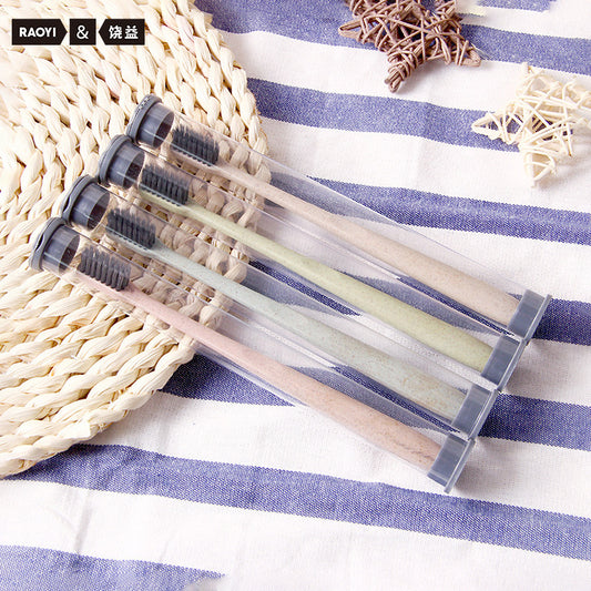 Cross-border South Korea bamboo charcoal toothbrush double-layer single pointed thin soft hair care gum toothbrush stall running rivers and lakes - image 1